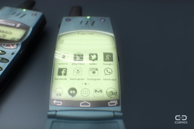 O designer 3D Martin Hajek coloca o Android na sua visão de um possível smartphone Ericsson T28 © Curved