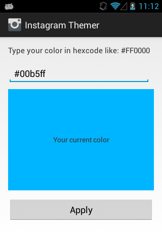 Tela para escolha das cores do Instagram