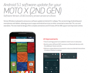 Android 5.1 Lollipop chega no Moto X Segunda Geração da Verizon