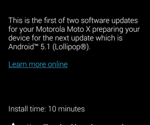 O Moto X Primeira Geração da Verizon está recebendo o Android Lollipop