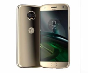 Vaza o Moto X4 em cor ouro com configuração de câmera dupla